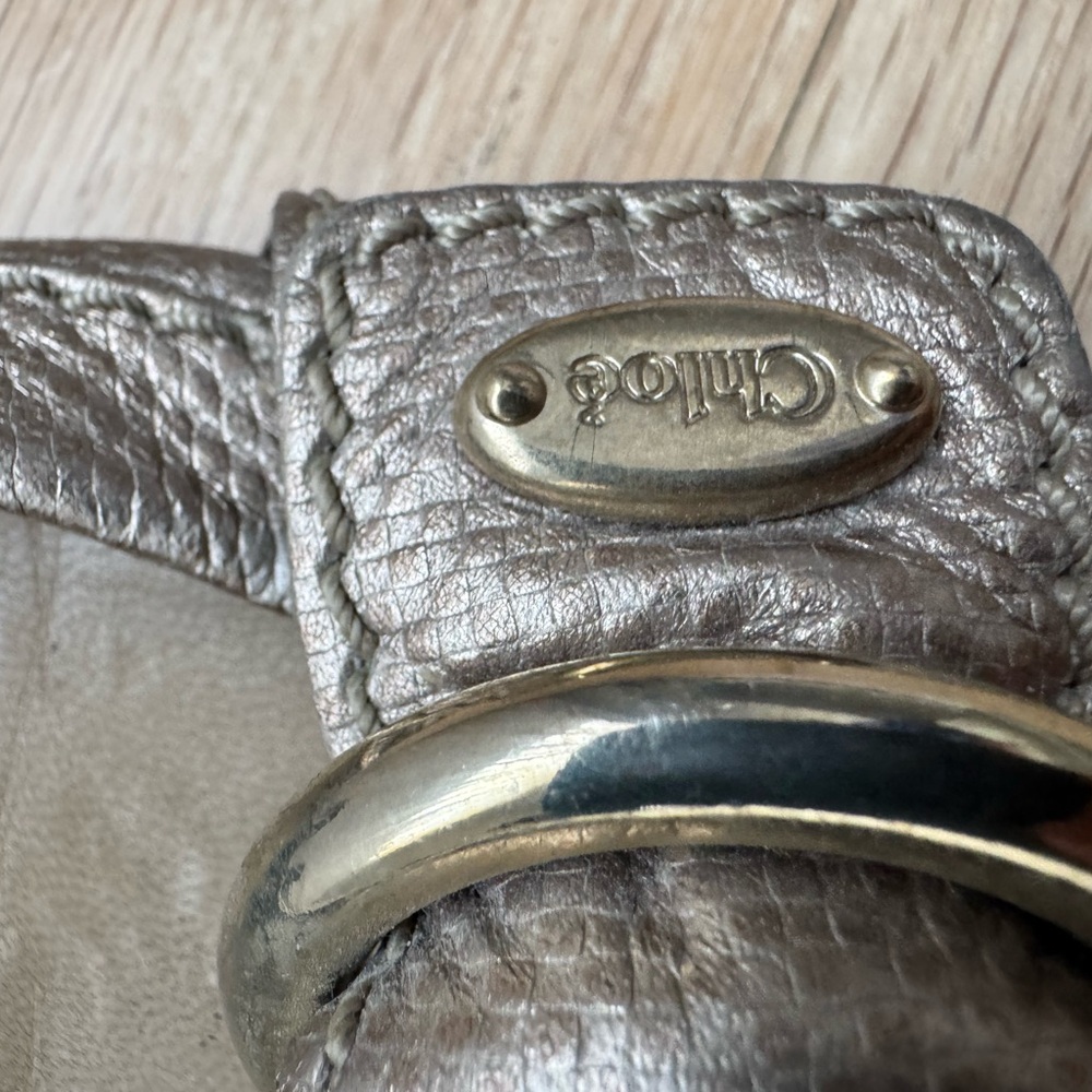 Chloe Metallic Pewter Leather Ballet Flats with Buckle - Picture 6 of 6